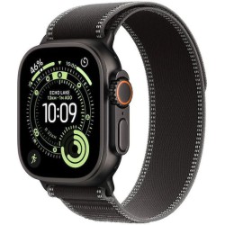 Apple Watch Ultra 3 Titanium 49mm Αδιάβροχο με eSIM και Παλμογράφο (Black Titanium Case with Black/Charcoal Trail Loop - M/L)