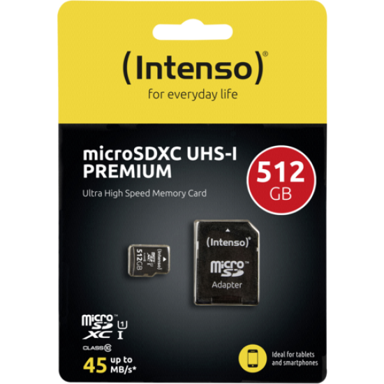 Intenso microSDXC Cards 512GB Class 10 UHS-I Premium