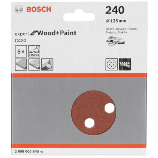 Bosch Sanding Pad C 430 D125MM Wood Grit 240 5 pcs. Bosch Sanding Pad C 430 D125MM Wood Grit 240 5 pcs.