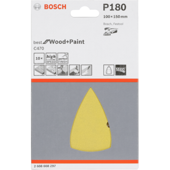 Bosch Sanding Pad 10 pcs. for C470 Grit 180 100x150 mm Bosch Sanding Pad 10 pcs. for C470 Grit 180 100x150 mm
