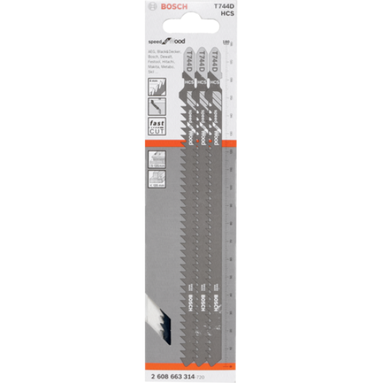 Bosch Jigsaw Blade T744D Wood, 3 pcs. Bosch Jigsaw Blade T744D Wood, 3 pcs.