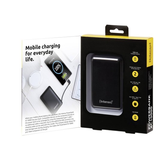 Intenso Powerbank XC10000 black +USB-A to Type-C Cable 10000 mAh