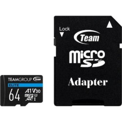 TeamGroup Elite A1 microSDXC 64GB Class 10 U3 V30 A1 UHS-I with Adapter