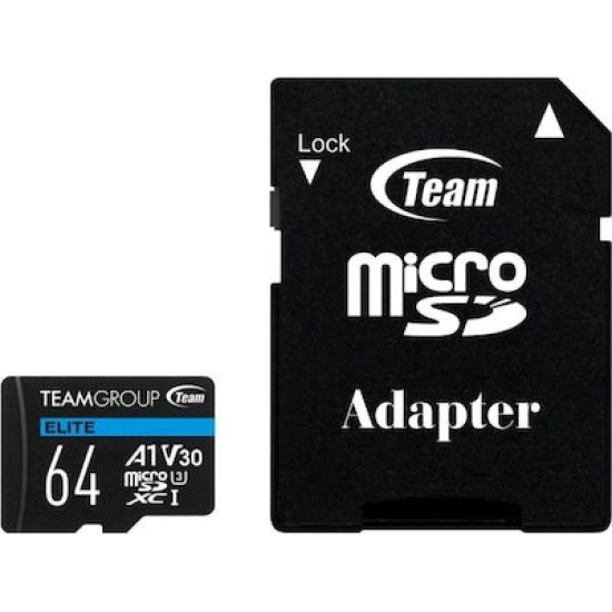 TeamGroup Elite A1 microSDXC 64GB Class 10 U3 V30 A1 UHS-I with Adapter