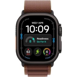 Apple Watch Ultra 4 Titanium 49mm Αδιάβροχο με Παλμογράφο (Black Titanium with Burgundy Alpine Loop - Medium)