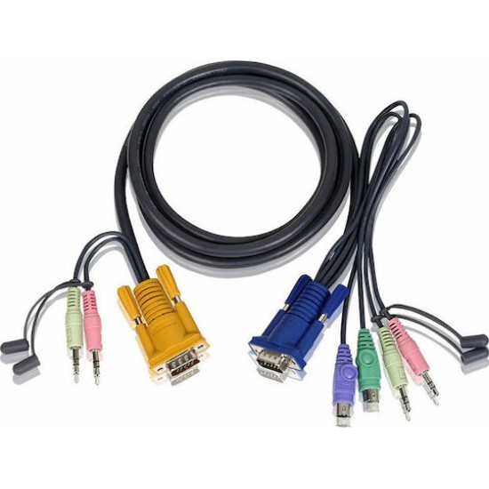 ATEN PS/2 KVM Cable 2L-5303P - KVM/KVM - 3 m - with 3-in-1 SPHD and Audio