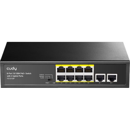 Cudy Switch FS1010P V4.0 - 10 Ports - 8x FE (10/100) - 2x Uplink FE - 8x PoE+