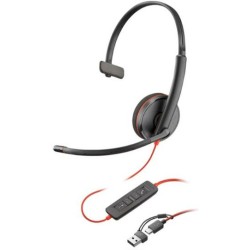 HP Poly Blackwire 3210 Monaural USB-C Headset +USB-C/A Adapter