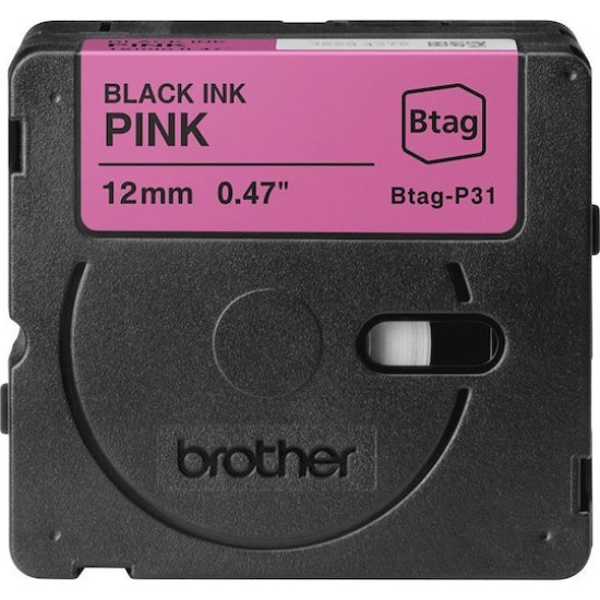 Brother Label Tape BTAG-P31 - 12 mm x 4 m - Black on Pink