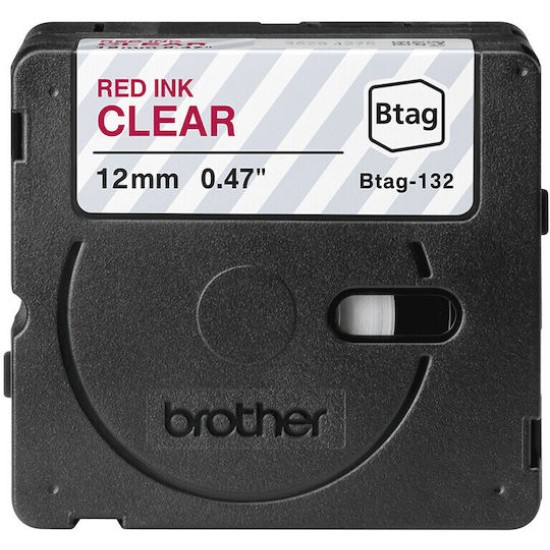 Brother Label Tape BTAG-132 - 12 mm x 4 m - Red on Transparent