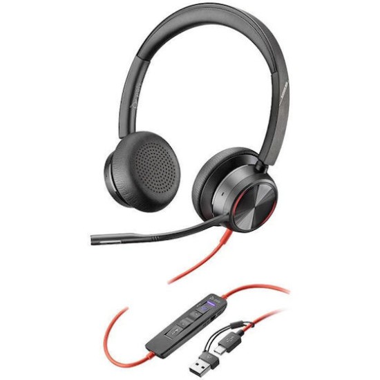 HP Poly Blackwire 8225 Stereo Microsoft Teams Certified USB-C Headset +USB-C/A Adapter