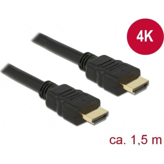 DeLOCK HDMI Kabel 1,5m High Speed Ethernet 4K St./St. schwarz