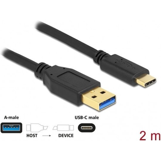 Delock SuperSpeed USB (USB 3.2 Gen 2) Kabel Typ-A zu USB Type-C 2 m