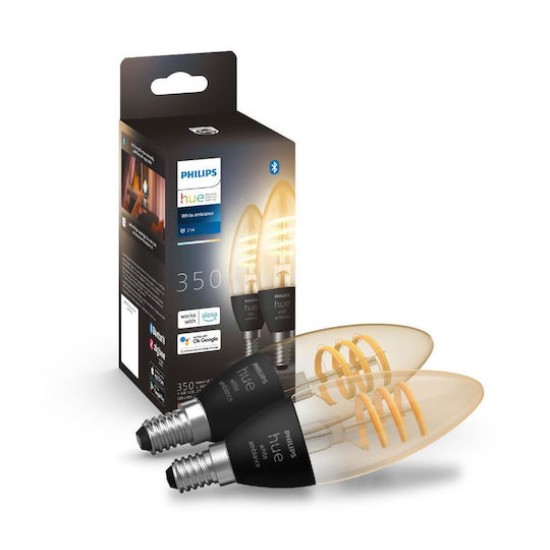 Philips Hue White Ambiance Filament E14 Doppelpack 350l 4,6W