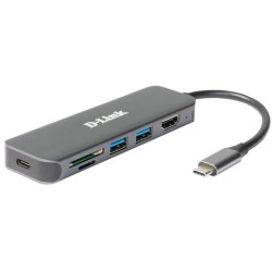 D-Link DUB-2327 6-In-1 USB-C Hub mit HDMI/Kartenleser/USB-C Ladeanschluss