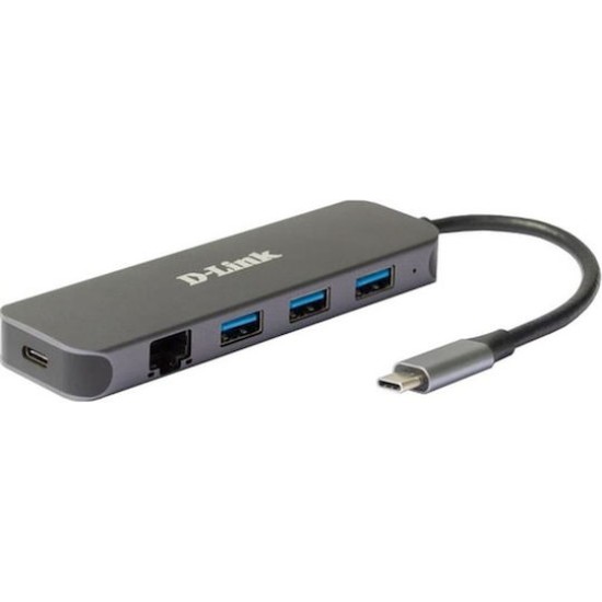 D-Link DUB-2334 5-In-1 USB-C Hub mit Gigabit-Ethernet/Stromversorgung