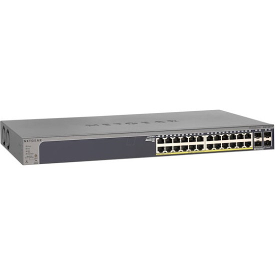 NETGEAR 28-Port PoE Gigabit Ethernet Smart Switch (GS728TP): Managed, optionales Insight-Cloud-Management, 24 PoE+ bei 190 W, 4 1G SFP, Desktop- oder Rack-Befestigung