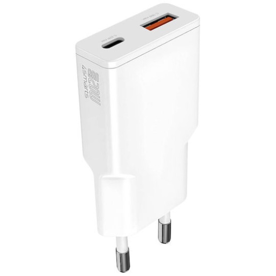 4smarts Netzladegeraet PDPlug Duos Slim 20W GaN USB-C/A weiss