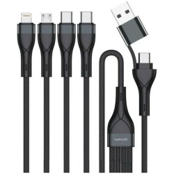 4smarts USB-C/A Multi-Ladekabel 4in2 1,2m, schwarz