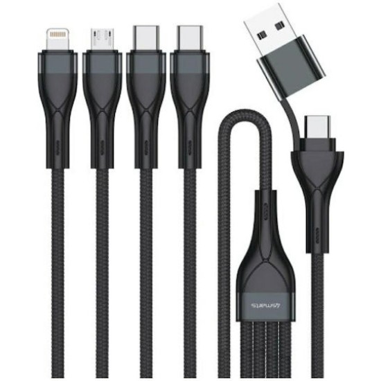 4smarts USB-C/A Multi-Ladekabel 4in2 1,2m, schwarz