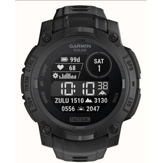 Garmin Instinct 3 Solar Tactical Edition 45mm Schwarz mit Silikon-Wechselarmband 22 mm Schwarz