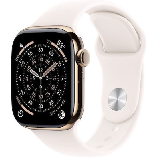Apple Watch Series 11 GPS + Cellular 46mm Gold Titanium Gehaeuse mit Sport Band (light blush) - M/L