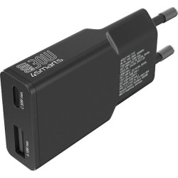 4smarts Netzladegeraet PDPlug Slim Duos 30W GaN 1C+1A, schwarz