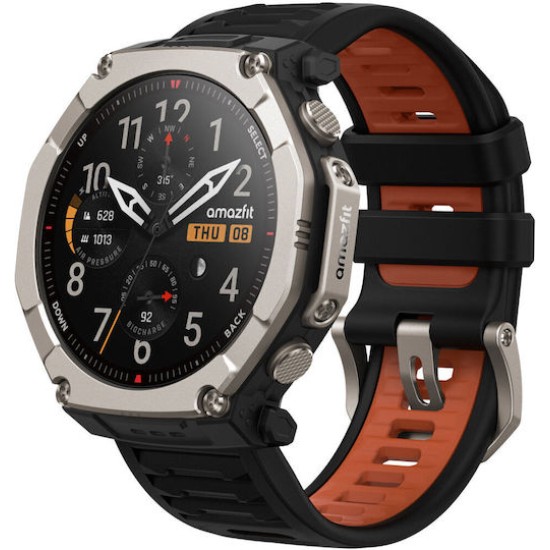 Amazfit T-Rex Ultra 2 51 mm Outdoor-Smartwatch Black Magma mit Dual-Band-GPS, Saphirglas, 10 ATM und HYROX-Modus