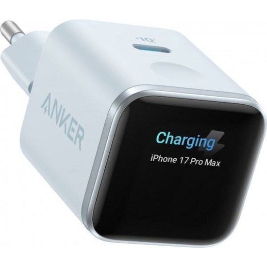 Anker Nano Ladegeraet (45W, Smart Display) ActiveShield 5.0, GaN, Pastellblau