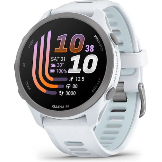 Garmin Forerunner 170 Steinweiss/Pudergrau mit Schnellwechsel-Silikon-Armband 20 mm Steinweiss/Cloud Blue