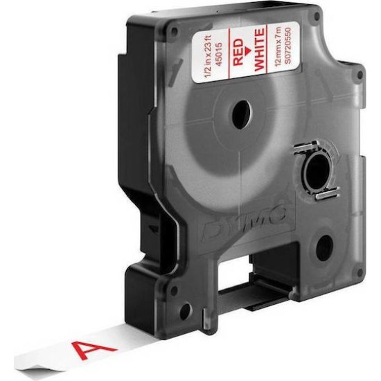 Dymo D1 12mm Red/White labels 45015