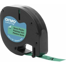 Dymo LetraTag Green Plastic 12 mm x 4 m