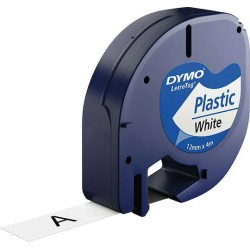 Dymo Letratag Plastic tape white 12mm x 4m 91221