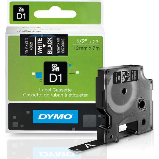 Dymo D1 12mm White/Black labels 45021