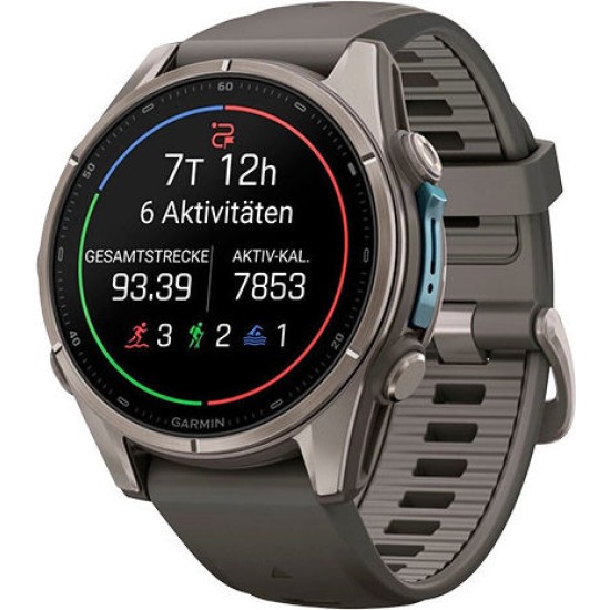 Garmin fenix 9 43mm Kieselgrau/Titan Silikon Armband