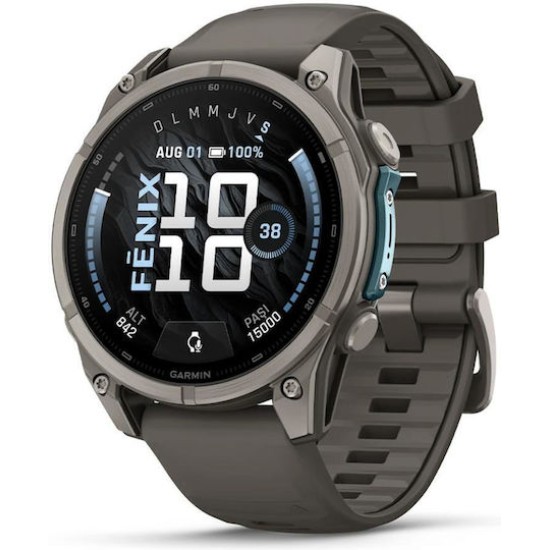 Garmin fenix 9 47mm Kieselgrau/Titan Silikon Armband