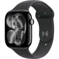 Apple Watch Series 11 Aluminium 42mm Αδιάβροχο με Παλμογράφο (Jet Black Aluminium Case with Black Sport Band - S/M)