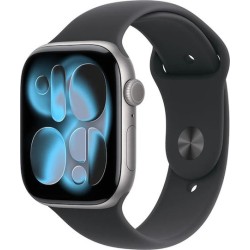Apple Watch Series 11 Aluminium 46mm Αδιάβροχο με Παλμογράφο (Space Grey Aluminium Case with Black Sport Band - S/M)