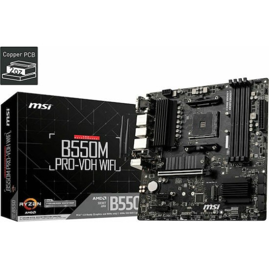 MSI Motherboard B550M PRO-VDH WIFI - micro ATX - Socket AM4 - AMD B550