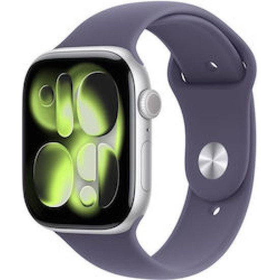 Apple Watch Series 11 GPS Silver Aluminium, Purple Fog Sport Band M/L, MEVA4ZR/A, 46 mm