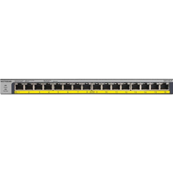 NETGEAR GS116LP - switch - 16 ports - rack-mountable
