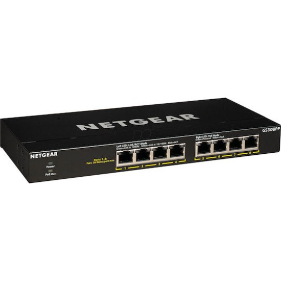 NETGEAR Switch GS308PP - 8 Ports - 8x GE (10/100/1000) - 8x PoE+