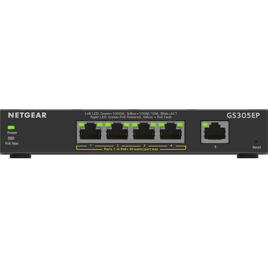 NETGEAR Switch Plus GS305EP - 5 Ports - 9x GE (10/100/1000) - 4x PoE+