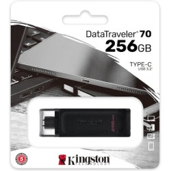 Kingston USB flash drive DataTraveler 70 - USB 3.1 Gen 1 - 256 GB - black