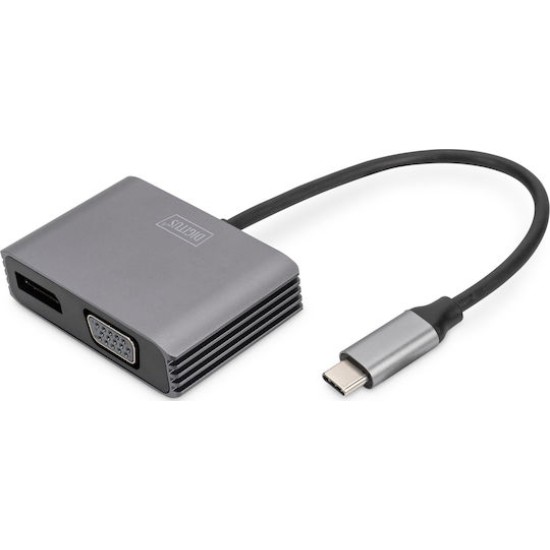 DIGITUS Graphics adapter DA-70827 - USB-C to VGA / DisplayPort - 20 cm