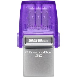 Kingston USB-Stick DataTraveler microDuo 3C - USB 3.2 Gen 1 (3.1 Gen 1) - 256 GB - purple/stainless steel