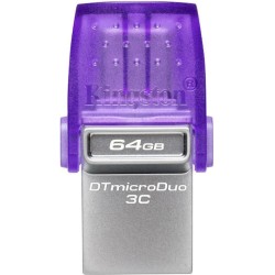 Kingston USB-Stick DataTraveler microDuo 3C - USB 3.2 Gen 1 (3.1 Gen 1) - 64 GB - purple/stainless steel