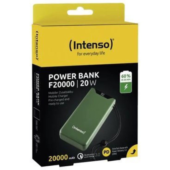 Intenso F20000 power bank - Li-pol - 24 pin USB-C, USB Type A - 20 Watt