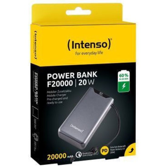 Intenso F20000 power bank - Li-pol - 24 pin USB-C, USB Type A - 20 Watt