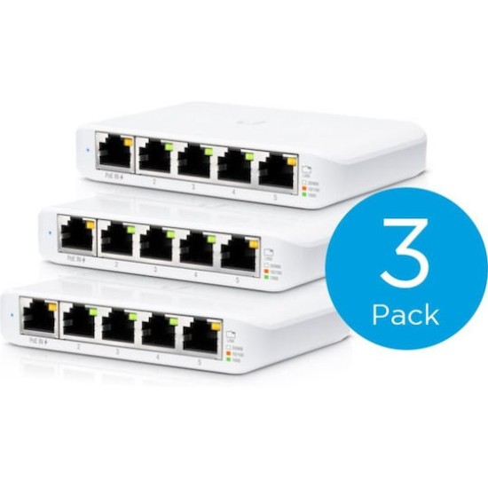 Ubiquiti UniFi Switch USW Flex Mini - 5 Ports - 4x GE (10/100/1000) - 1x GE (10/100/1000) PoE+ - 3 pcs
